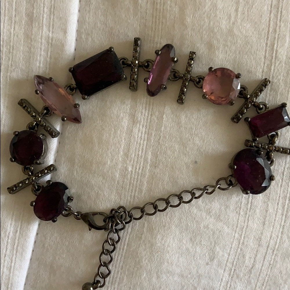 Purple amethyst necklace, bracelet and studs